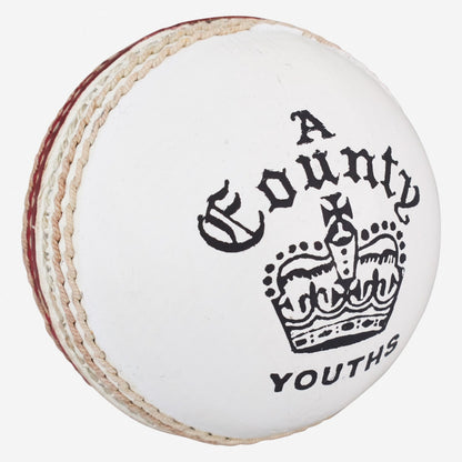 COUNTY CROWN RED/WHITE CRICKET BALL