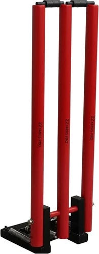 Cricket Stumps Wickets & Bails Return Spring Back Metal Base Full Size 4 Colours