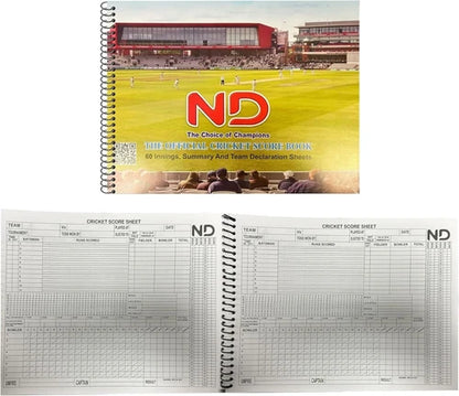 ND Scorebook Score Book Cricket Accessory Book 48 & 60 Inning UK