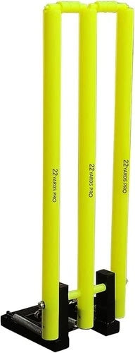 Cricket Stumps Wickets & Bails Return Spring Back Metal Base Full Size 4 Colours