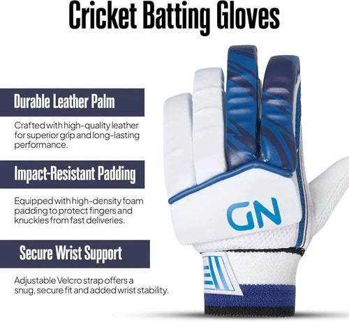 ND Sports Cricket Batting Gloves - Full Finger Protection with EVA Padding