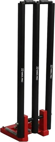 Cricket Stumps Wickets & Bails Return Spring Back Metal Base Full Size 4 Colours