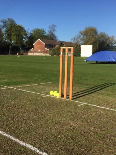 ND Wooden Cricket Wickets 6x Stumps & 4x Bails Natural Color With Bag FULL SIZE