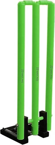 Cricket Stumps Wickets & Bails Return Spring Back Metal Base Full Size 4 Colours