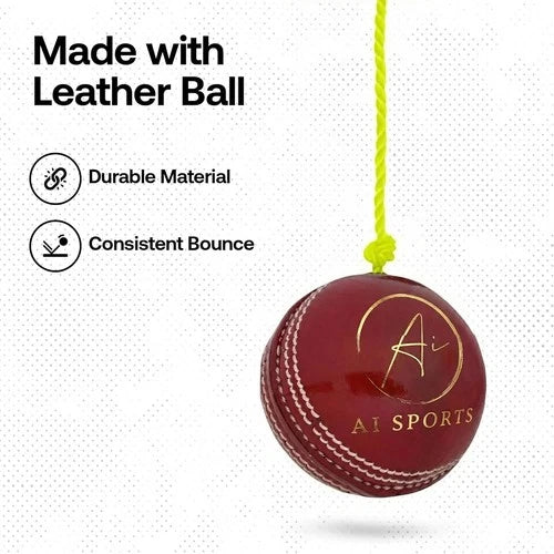 Cricket Batting Practice Leather String Ball - Hand-Eye Coordination Training