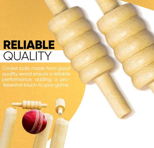 Cricket Stumps Bails 4-Piece Set - Standard Size for Practice & Match Play