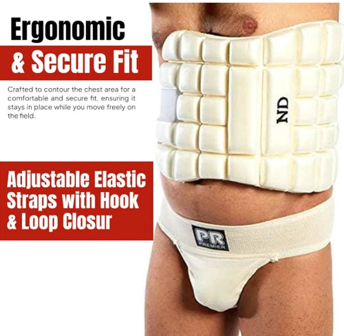 Cricket Chest Guard Pad High Density Towelled Back Protection Mens UK