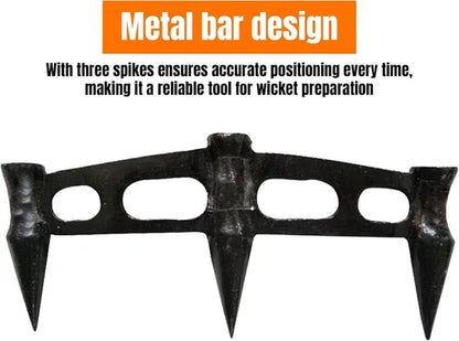 ND Sports Cricket Stump Gauge - Heavy Duty Metal Alignment Tool with Spikes