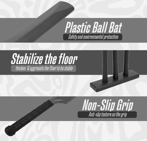 Cricket Set - Plastic Stumps, Bat & Ball | Kids & Adults Backyard Cricket Game