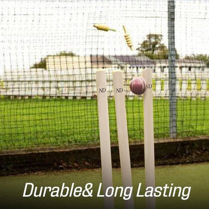 ND Wooden Cricket Stumps Wickets & Bails Spring Return Back Metal Base
