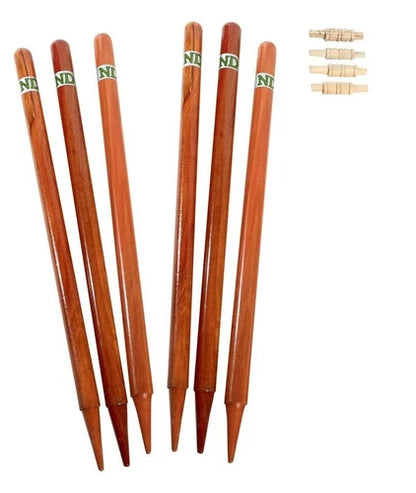 ND Wooden Cricket Wickets 6x Stumps & 4x Bails Natural Color With Bag FULL SIZE