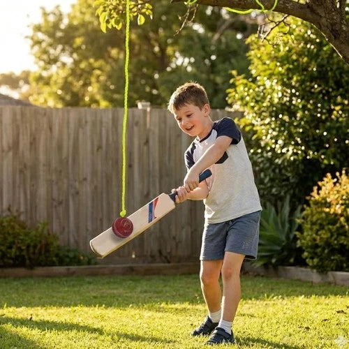 Cricket Batting Practice Leather String Ball - Hand-Eye Coordination Training