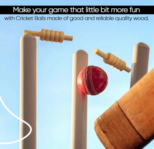 Cricket Stumps Bails 4-Piece Set - Standard Size for Practice & Match Play