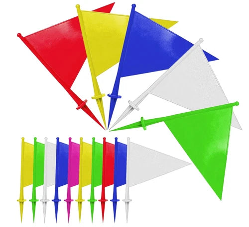 Cricket Boundary Sports Plastic Colour Flags Pack of 5/Pack of 10